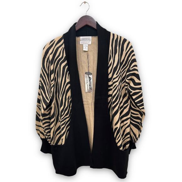 NWT Vintage Tiger Knitted Cardigan Duster Sweater Medium - Picture 1 of 6